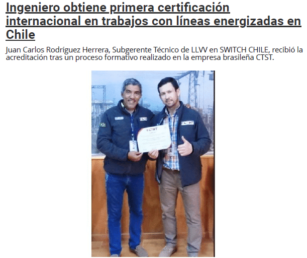 Primeira certificação de instrutor em linha viva do Chile dada pela CTST