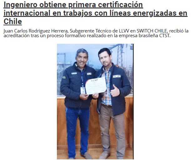 Chile's first live line instructor certification from CTST